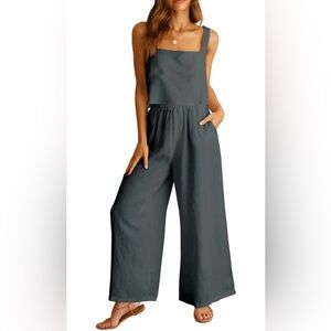 ANRABESS 2 Piece Outfits Linen Matching Lounge Set